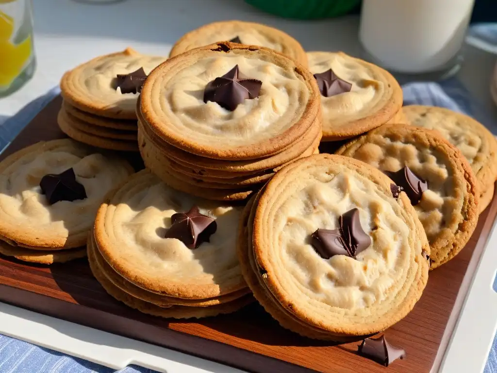 Deliciosas galletas de avena sin gluten recién horneadas en tabla de madera rústica