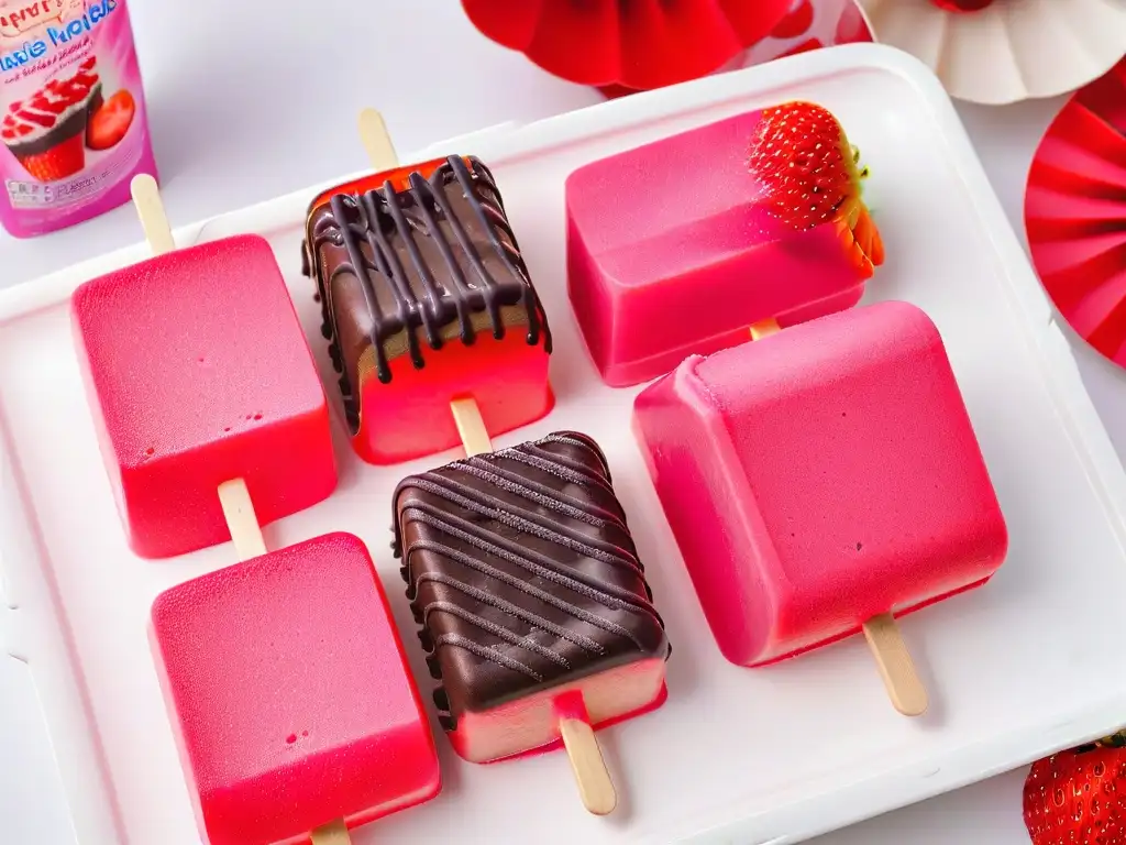 Paletas de Cheesecake de Fresa: Deliciosas y Vibrantes Deliciosas paletas de cheesecake de fresa con chocolate, perfectas para recetas de repostería infantil divertidas
