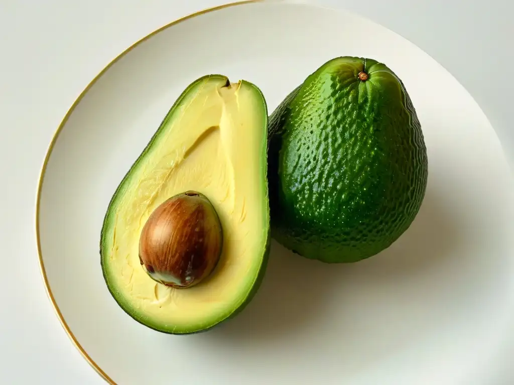 Delicioso aguacate maduro: frescura y arte culinario en alta resolución Delicioso aguacate maduro rebanado con textura cremosa y brillo dorado, ideal para usar en repostería con aceite de aguacate