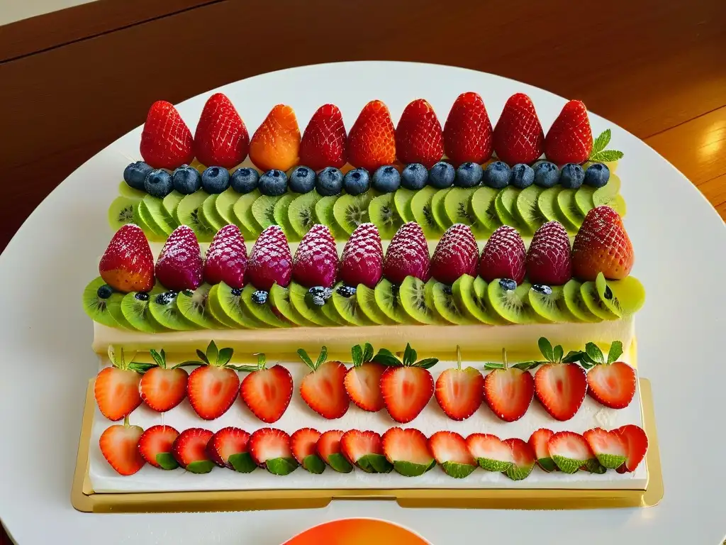 Delicioso banquete de postres frescos sin horno: tartaletas de frutas y mini cheesecakes adornados, en elegante presentación