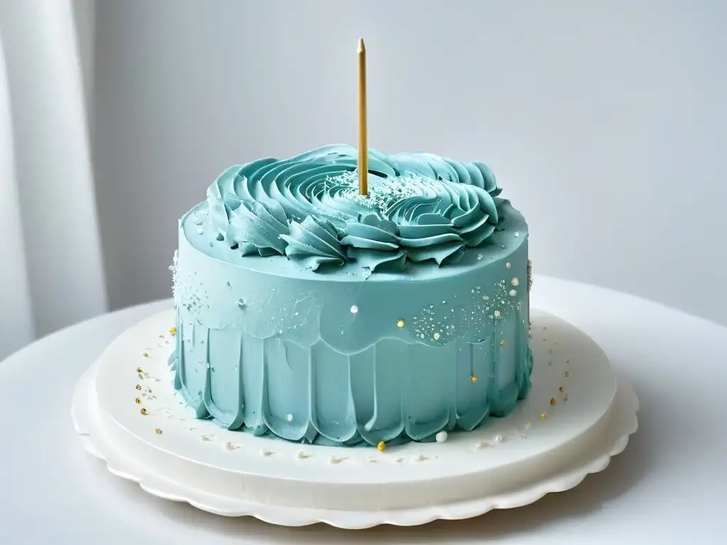 Delicioso bizcocho de cumpleaños húmedo con buttercream de colores vibrantes y decoraciones brillantes