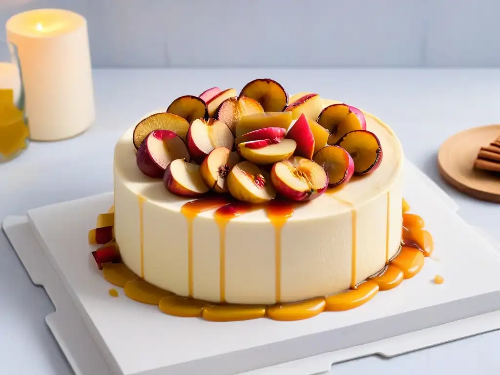 Delicioso cheesecake de manzana y canela, perfecto para el otoño