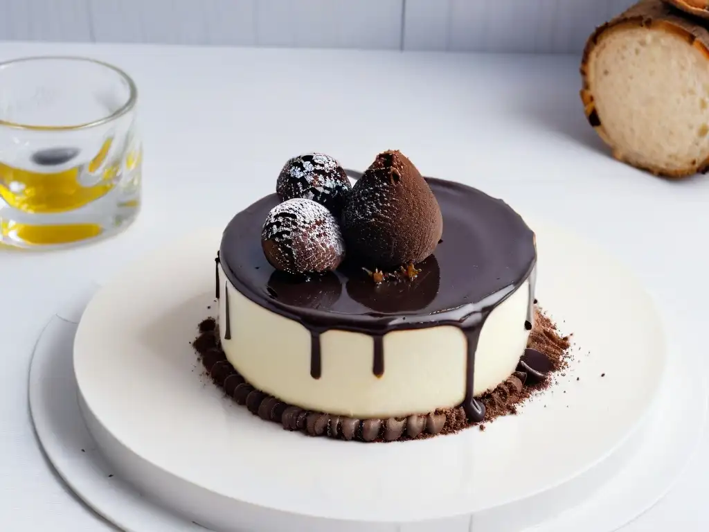 Delicioso cheesecake de trufa negra: receta exclusiva con ganache y delicadas láminas de trufa fresca en elegante presentación