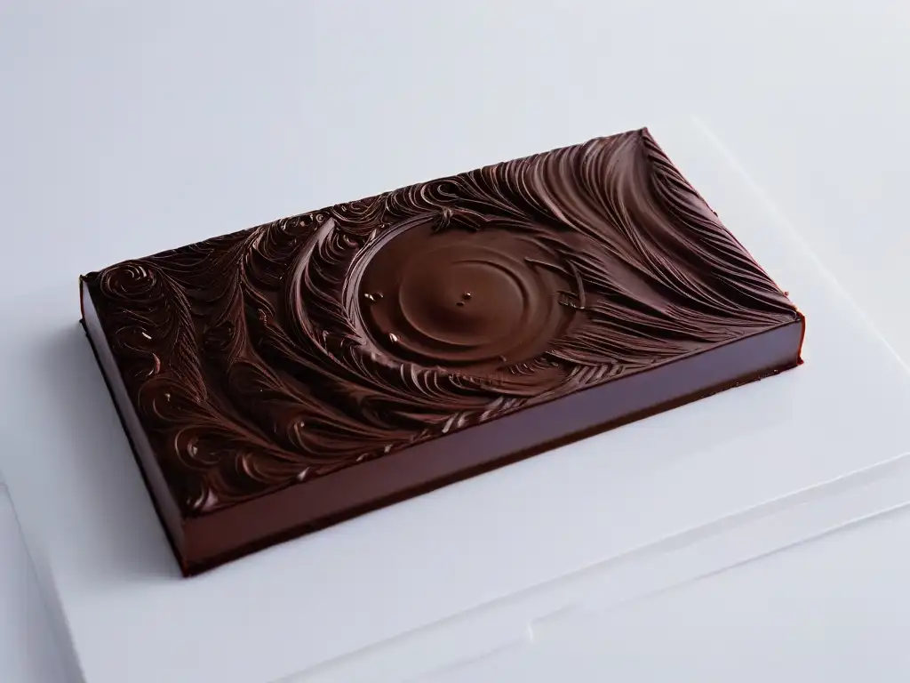 Delicioso chocolate temperado para repostería, con brillo y textura perfectos en un fondo blanco