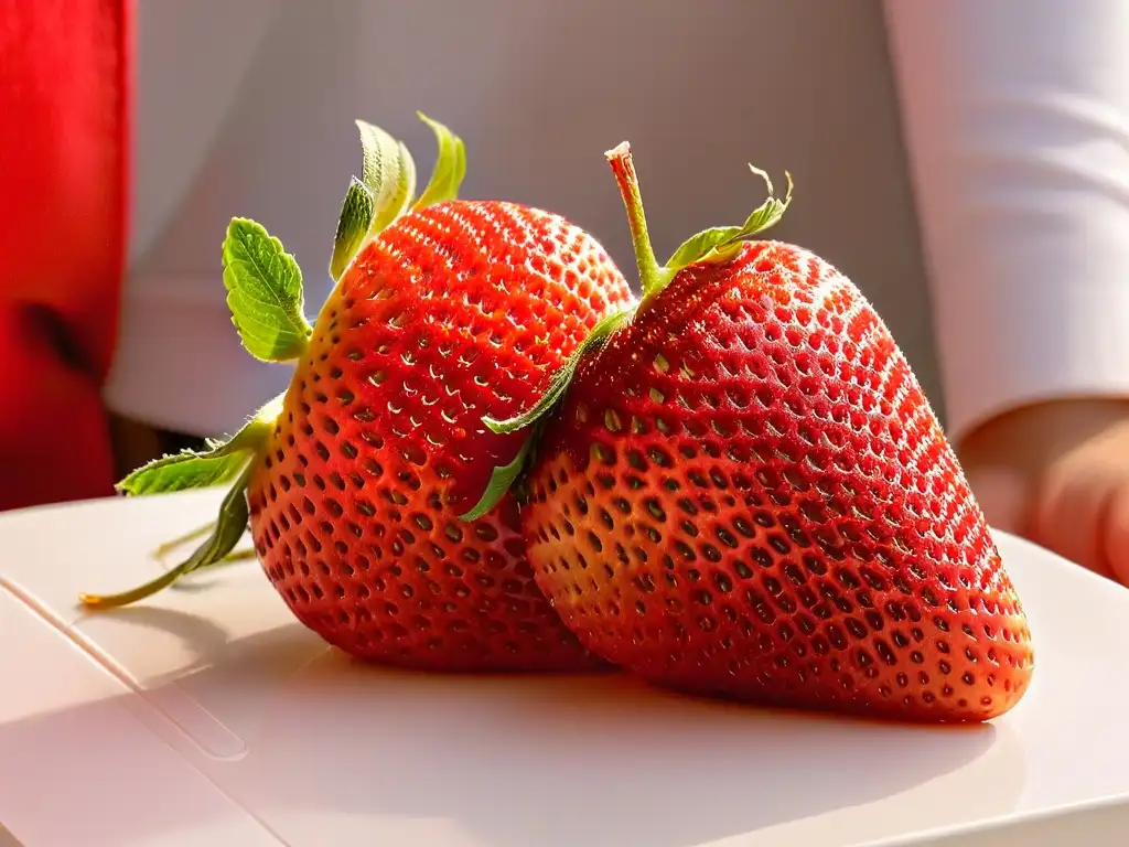 Delicioso corte de fresa madura, revelando sus jugosas semillas y brillante pulpa roja