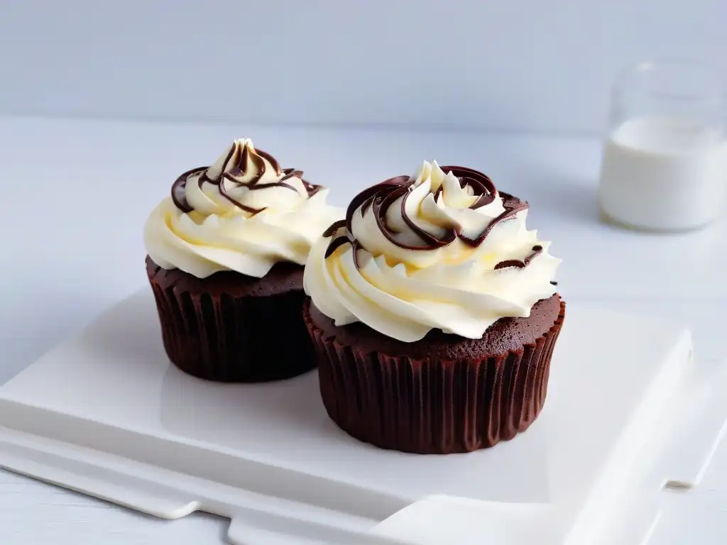 Delicioso cupcake de chocolate keto con frosting cremoso y detallado