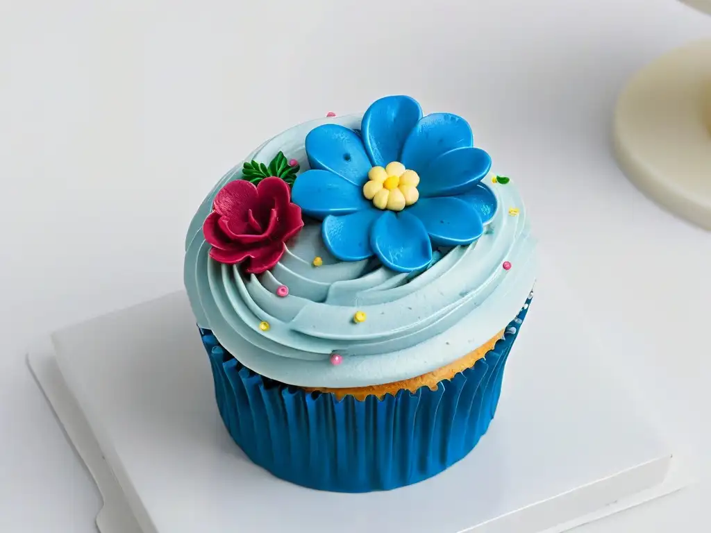 Delicioso cupcake decorado con detalle y color, ideal para publicidad pagada en redes sociales de pastelerías