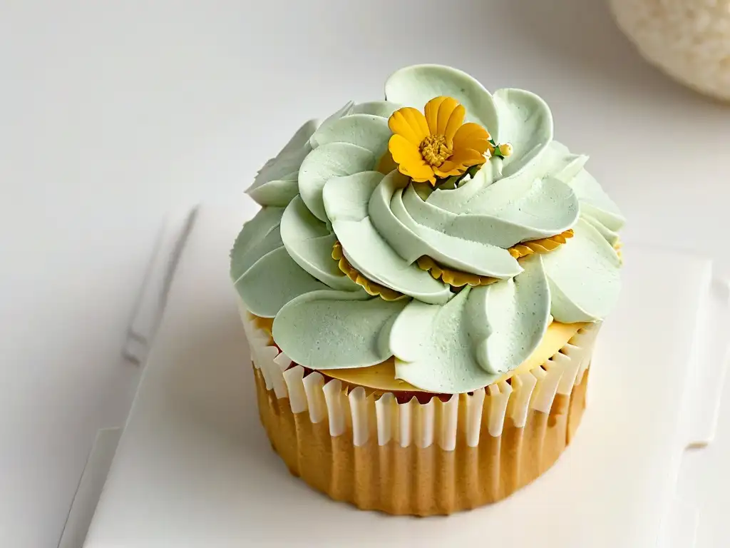 Un delicioso cupcake decorado con precisión y elegancia, listo para Retiros de repostería inspiradores