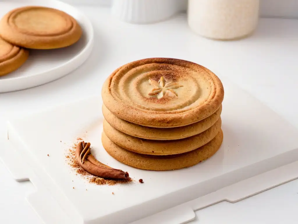 Delicioso Snickerdoodle recién horneado en plato blanco con canela