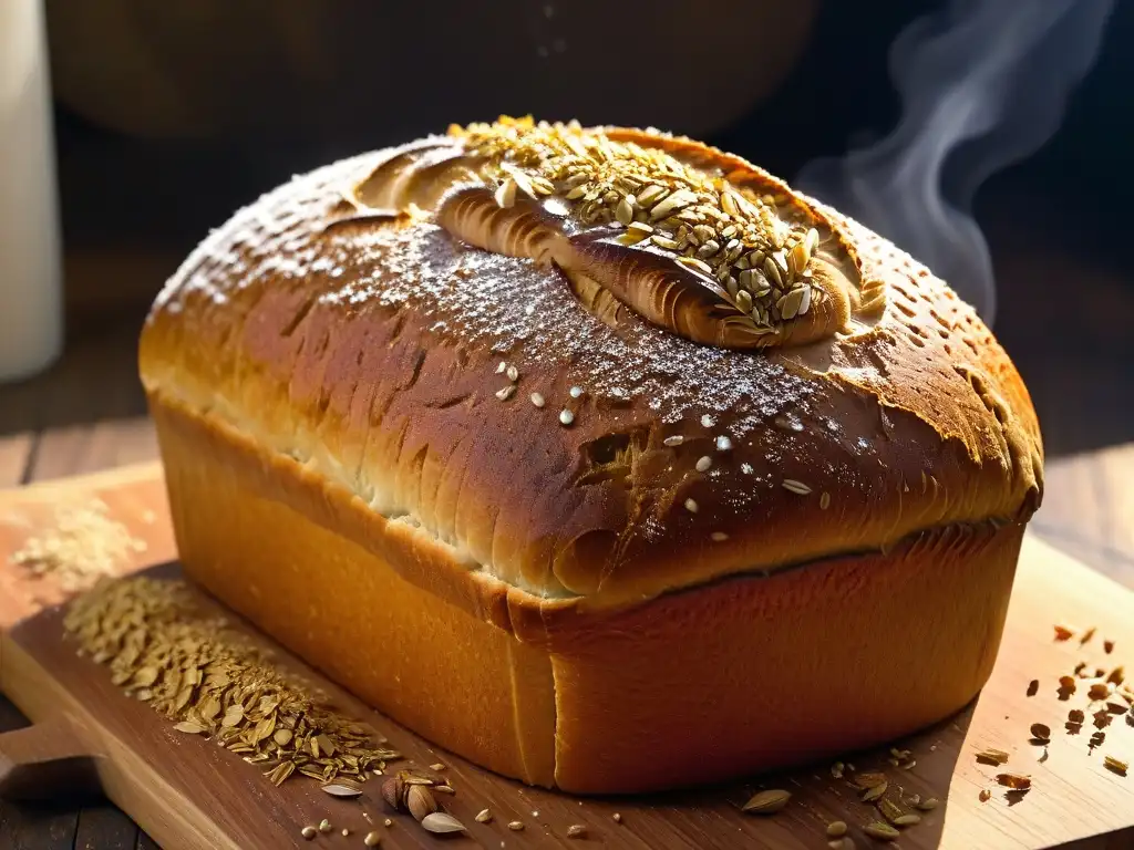 Pan artesanal sin gluten: detalle perfecto y texturas únicas Delicioso pan artesanal sin gluten, texturas satisfactorias en la corteza y corteza caramelizada