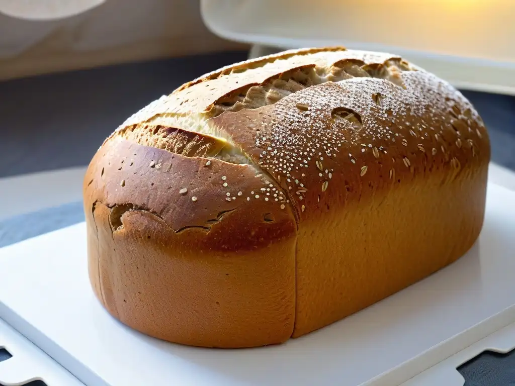 Delicioso pan de centeno recién horneado, con costra dorada brillante y miga irregular