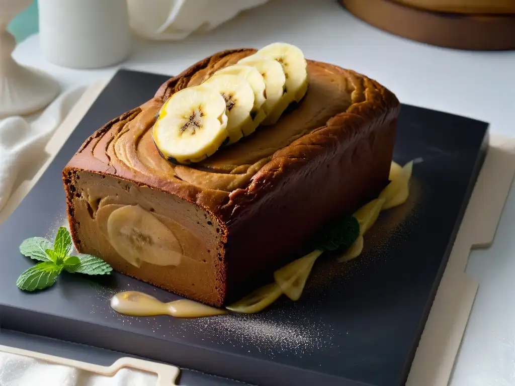 Delicioso pan de plátano infusionado con panela, recién horneado, con vapor saliendo