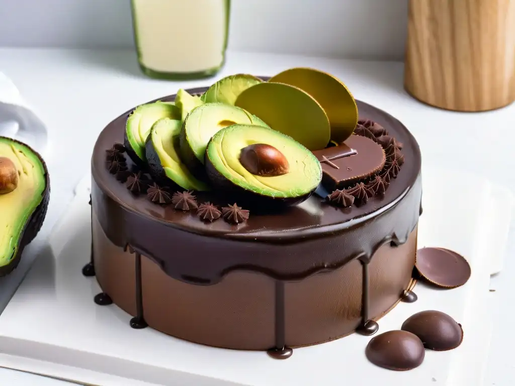 Delicioso pastel de chocolate y aguacate: un lujo decadente Delicioso pastel de chocolate con aguacate, aceite de aguacate en repostería