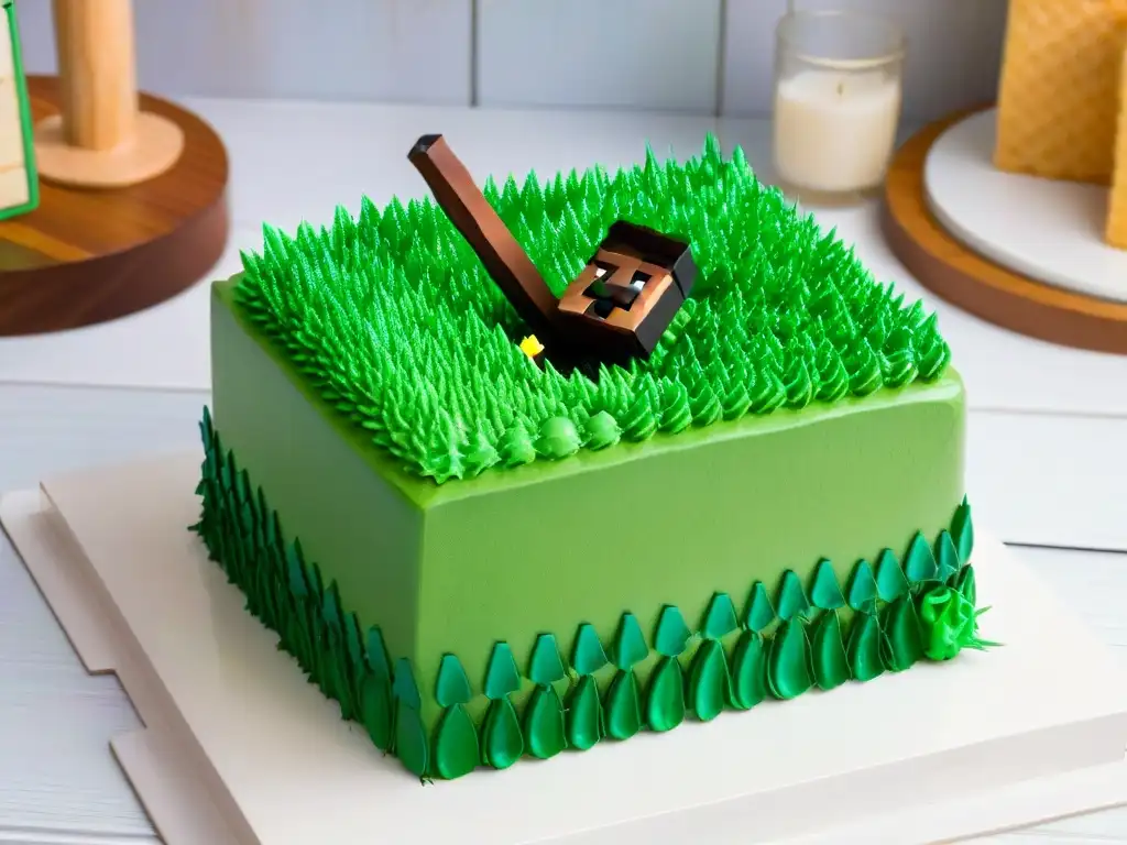 Delicioso pastel Minecraft gamers en una cocina moderna, detallado y profesional