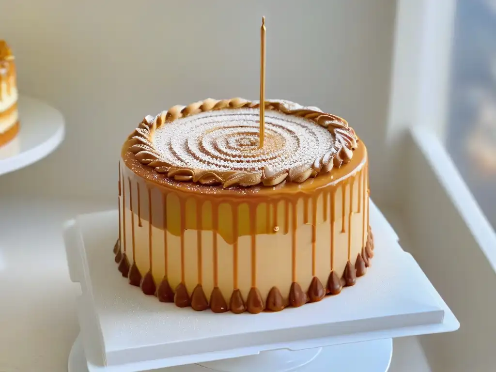 Delicioso pastel de Dulce de Leche, con capas perfectamente decoradas y textura cremosa