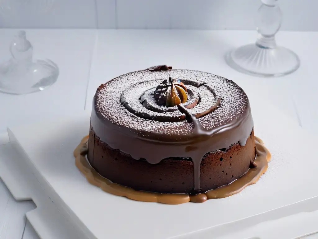 Un delicioso pastel de lava de chocolate, perfectamente horneado, con un centro cremoso