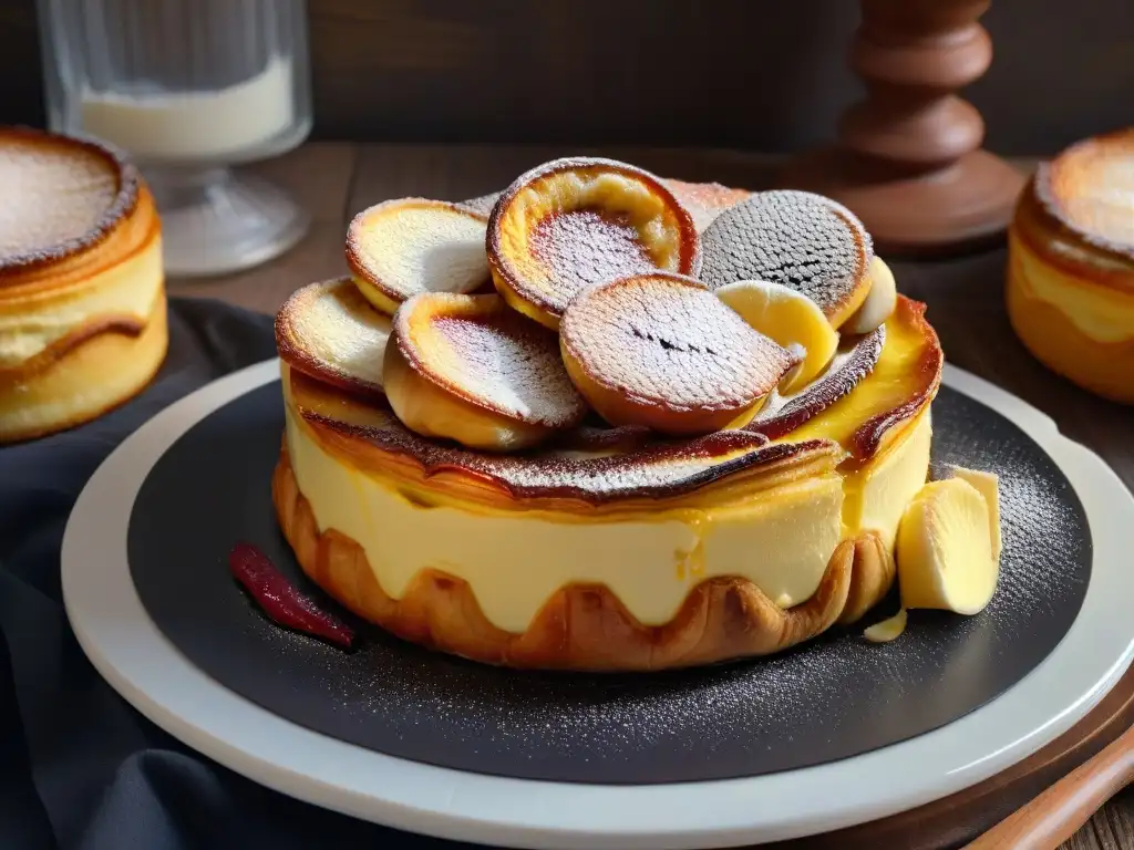 Delicioso pastel de nata con canela: detalle exquisito Delicioso pastel de nata con capas perfectas y canela