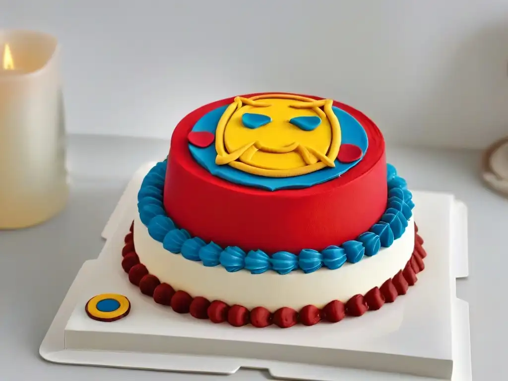 ¡'Delicioso pastel Iron Man': obra maestra minimalista en fondant rojo y dorado sobre plato blanco impecable! <b>Receta pastel Iron Man fácil