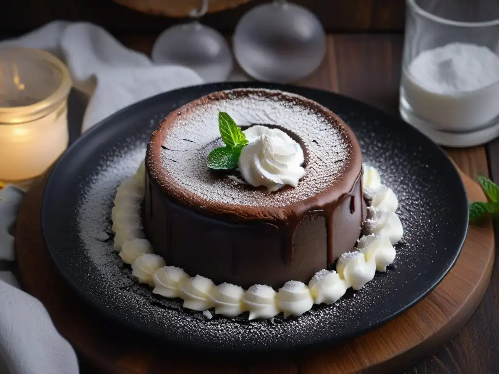 Delicioso pastel vegano de chocolate caliente con crema de coco, listo para disfrutar