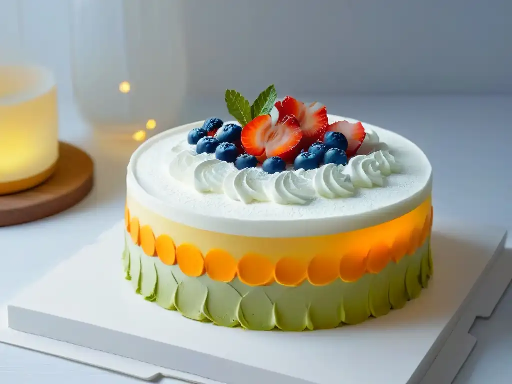 Delicioso postre 3D en Instagram: obra maestra vibrante con capas e texturas intrincadas en un diseño minimalista