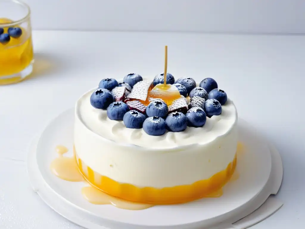 Delicioso postre de kéfir con arándanos y miel, resaltando los beneficios para la digestión