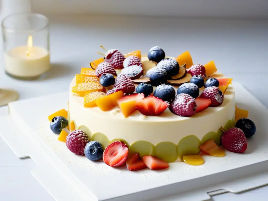 Delicioso postre paleo de frutas y frutos secos con miel en plato blanco