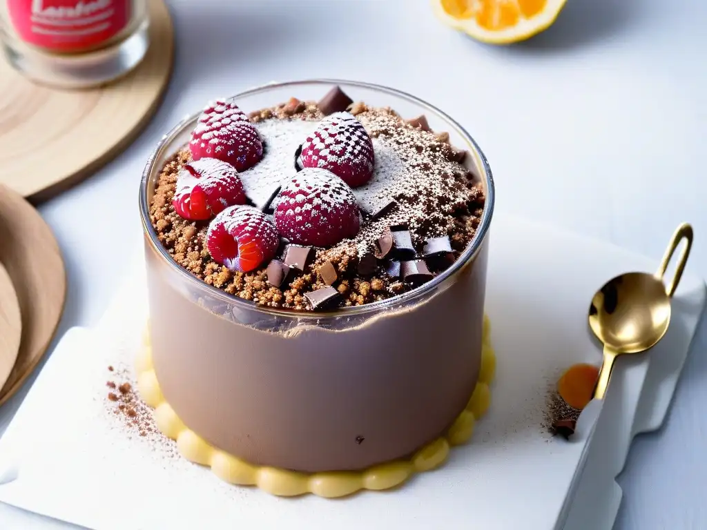 Delicioso postre de quinoa con chocolate en copa, ideal para recetas postres quinoa saludables