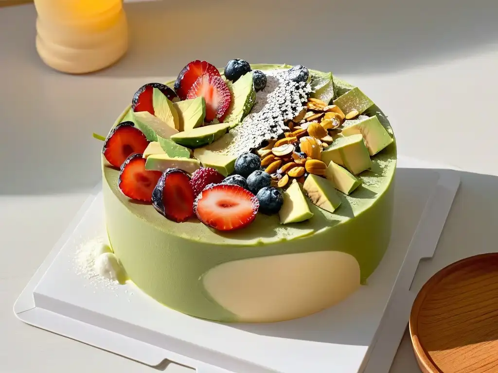 Delicioso postre Es Teler con frutas tropicales, aguacate cremoso, coco, leche condensada y cacahuetes