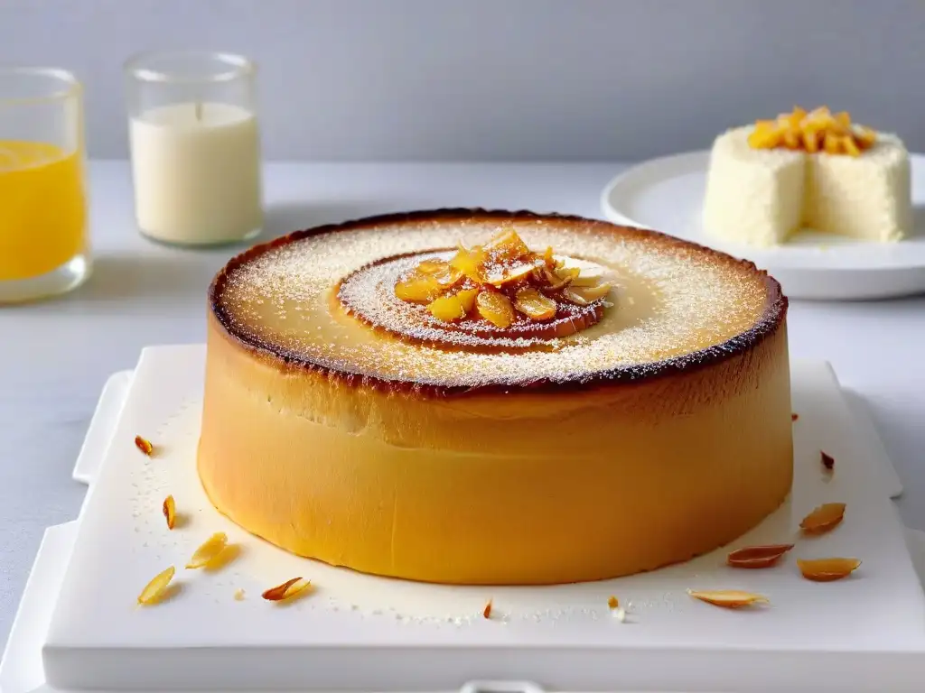 Delicioso Cassava Cake recién horneado con sabores únicos, decorado con coco rallado