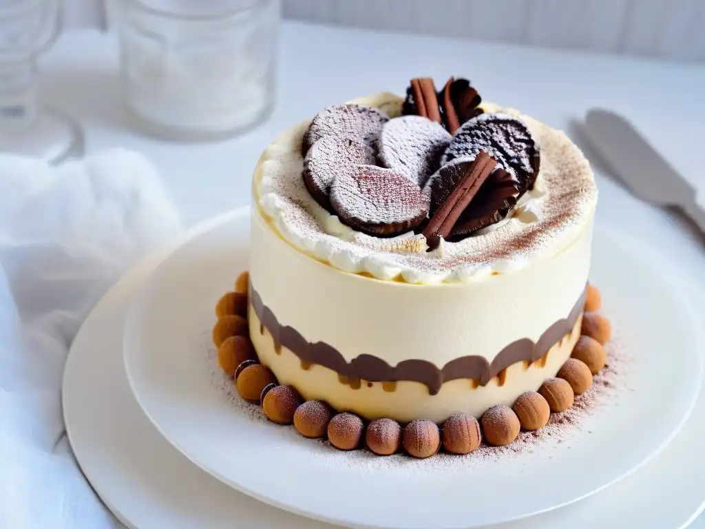 Delicioso tiramisú en vaso con capas de café, mascarpone y cacao