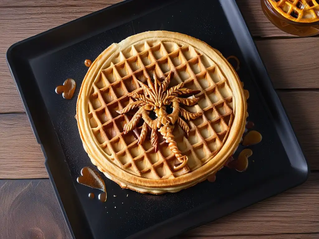 Delicioso gofre dorado con diseño de Stranger Things Delicioso waffle dorado con diseños de Stranger Things