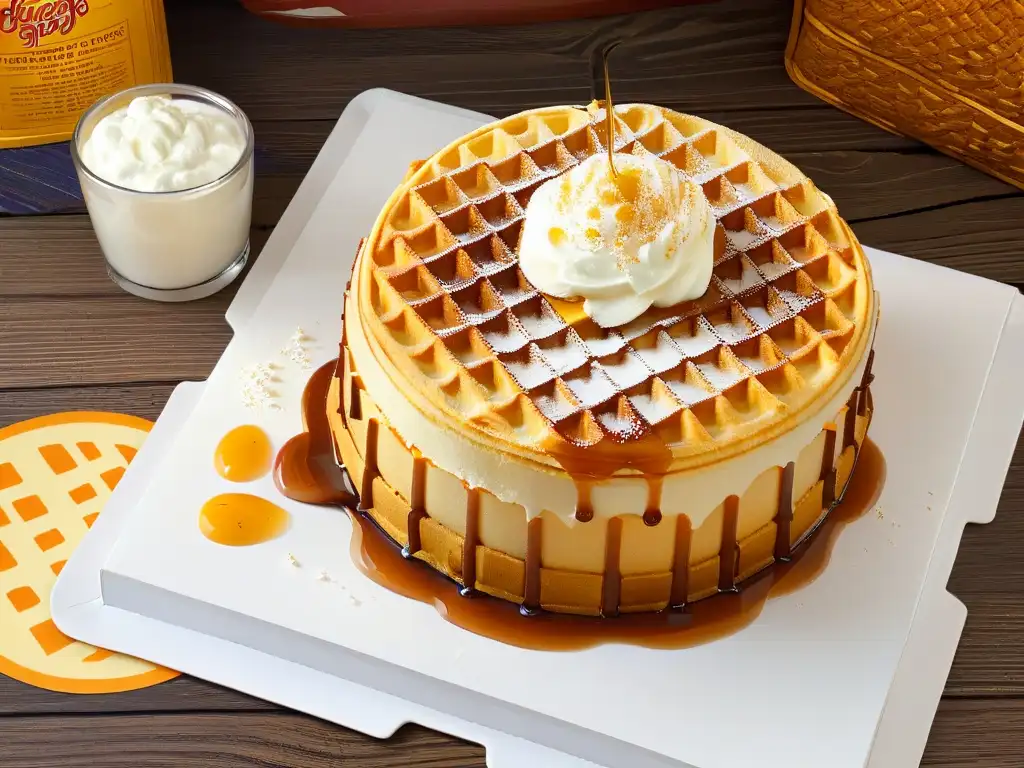 Delicioso waffle dorado con Eggo de Eleven de Stranger Things Delicioso waffle dorado con sirope y crema, inspirado en Stranger Things