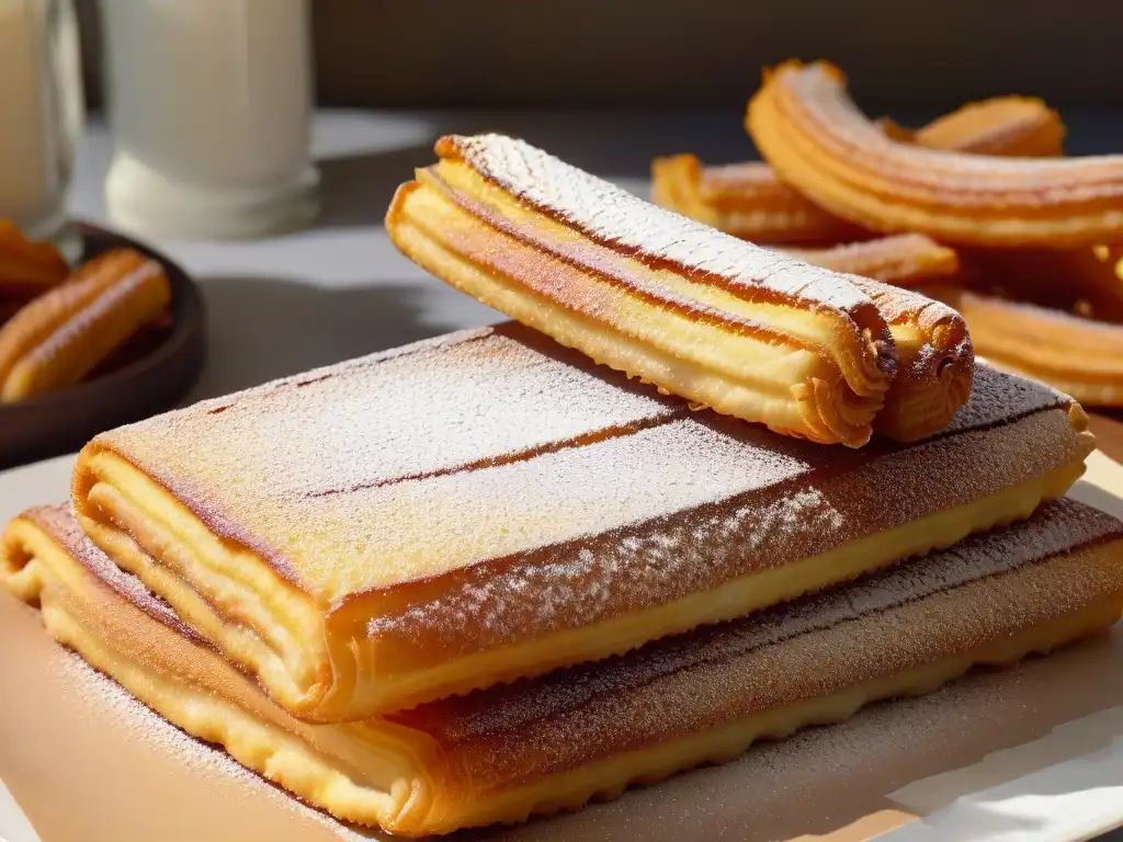 Deliciosos churros recién hechos, crujientes y dorados, listos para disfrutar