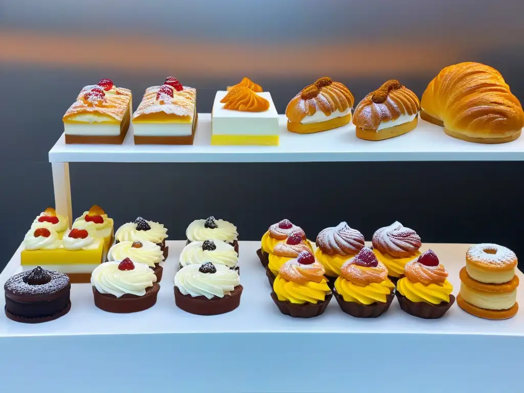 Deliciosos postres en cocina mármol blanco: arte comestible, colores vibrantes