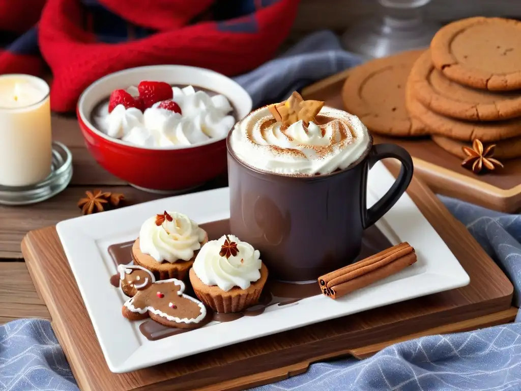 Deliciosos postres de invierno con chocolate caliente y canela