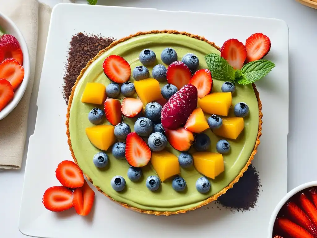 Deliciosos postres veganos con colores vibrantes y texturas invitantes