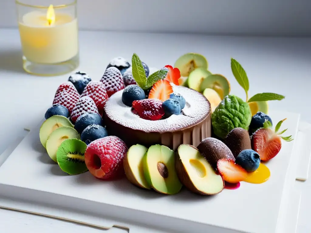 Deliciosos postres veganos con frutas, chocolate y coco