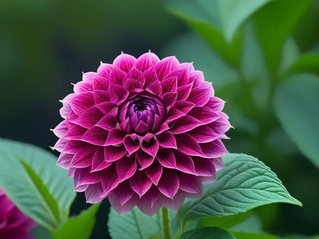 Detallada flor de amaranto en tonos morados y rosados, destacando su belleza y complejidad