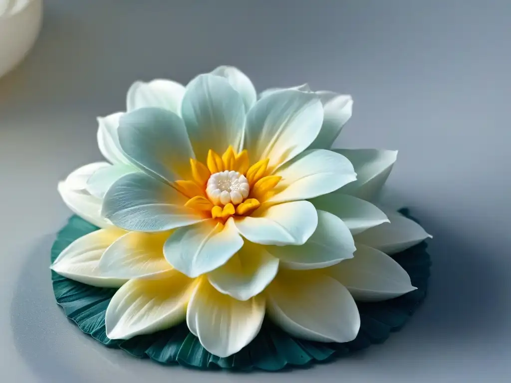 Detallada flor de azúcar con impresión 3D, exquisita y elegante en tonos pastel