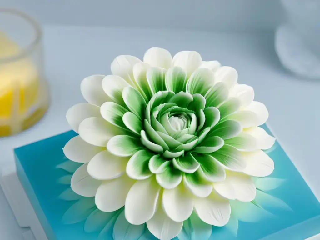 Detallada flor de azúcar impresa en 3D, innovación en pastelerías con impresión 3D