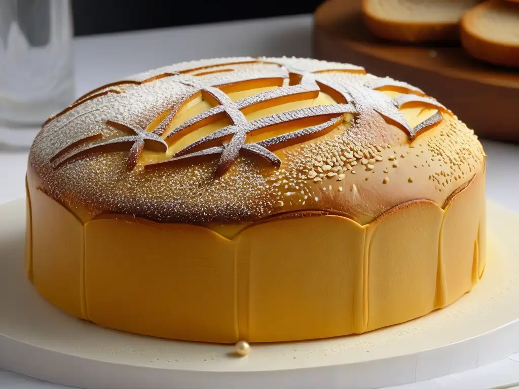 Exquisita estructura molecular de pan y pastel en alta resolución Detalle de una estructura molecular de panes y bizcochos en repostería molecular