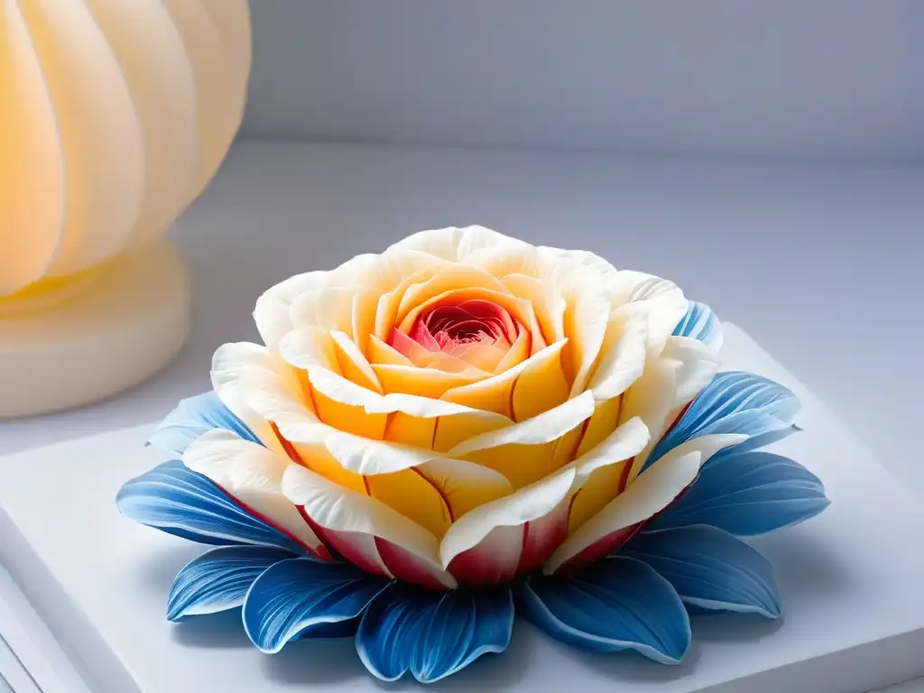 Detalle de una exquisita flor de azúcar, obra maestra de la repostería moderna