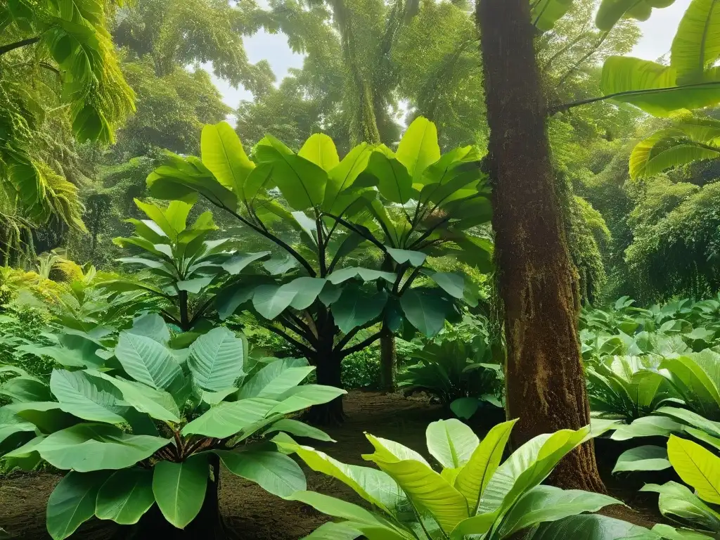 Detalle exquisito del cacao en flor, hojas, flores y frutos maduros