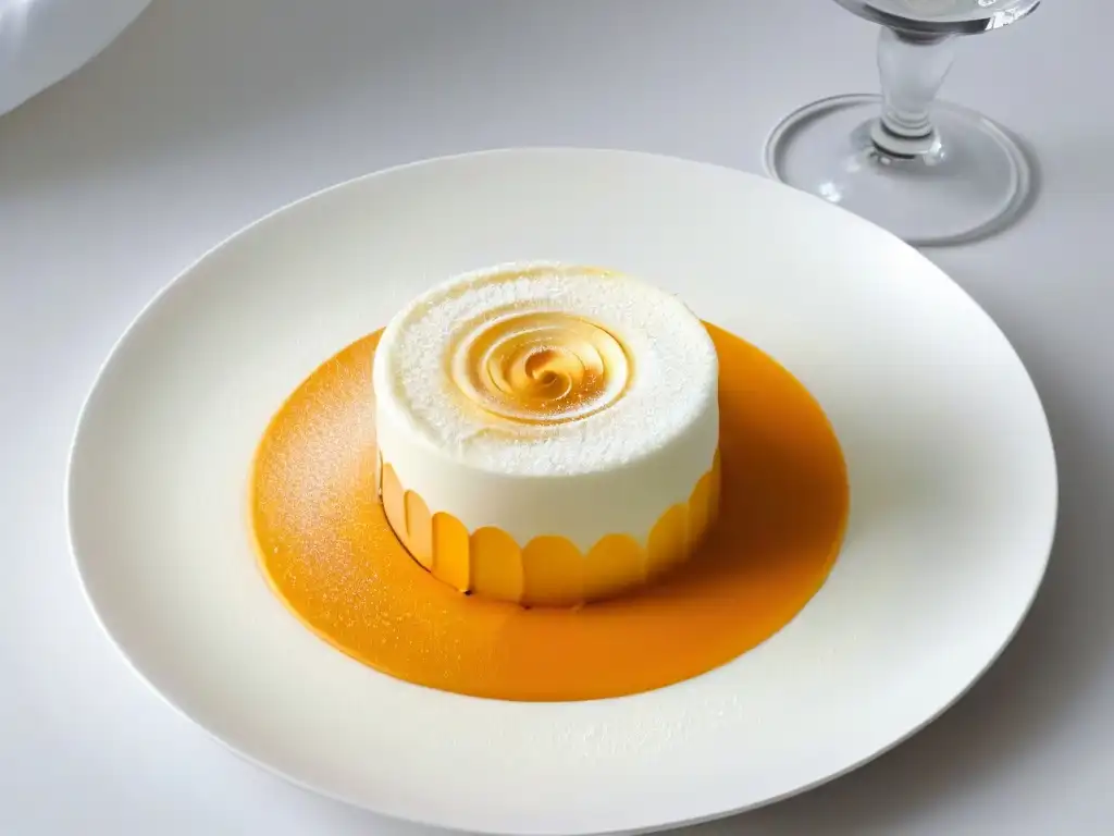 Delicado remolino de espuma sobre postre indulgente Detalle exquisito de espuma ligera y delicada sobre postre indulgente