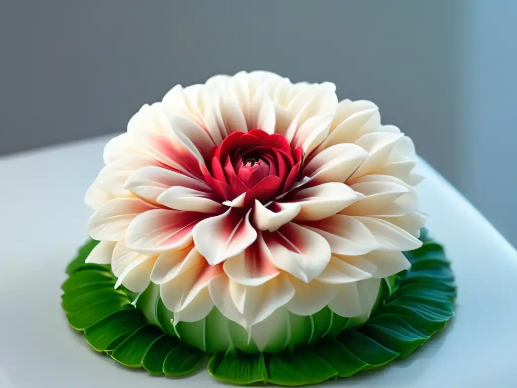 Detalle exquisito de una flor de azúcar creada con maestría en técnicas pastelería élite globales