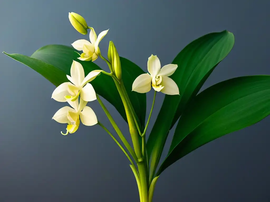 Detalle exquisito de orquídea vainilla en Madagascar, un lujo de la naturaleza