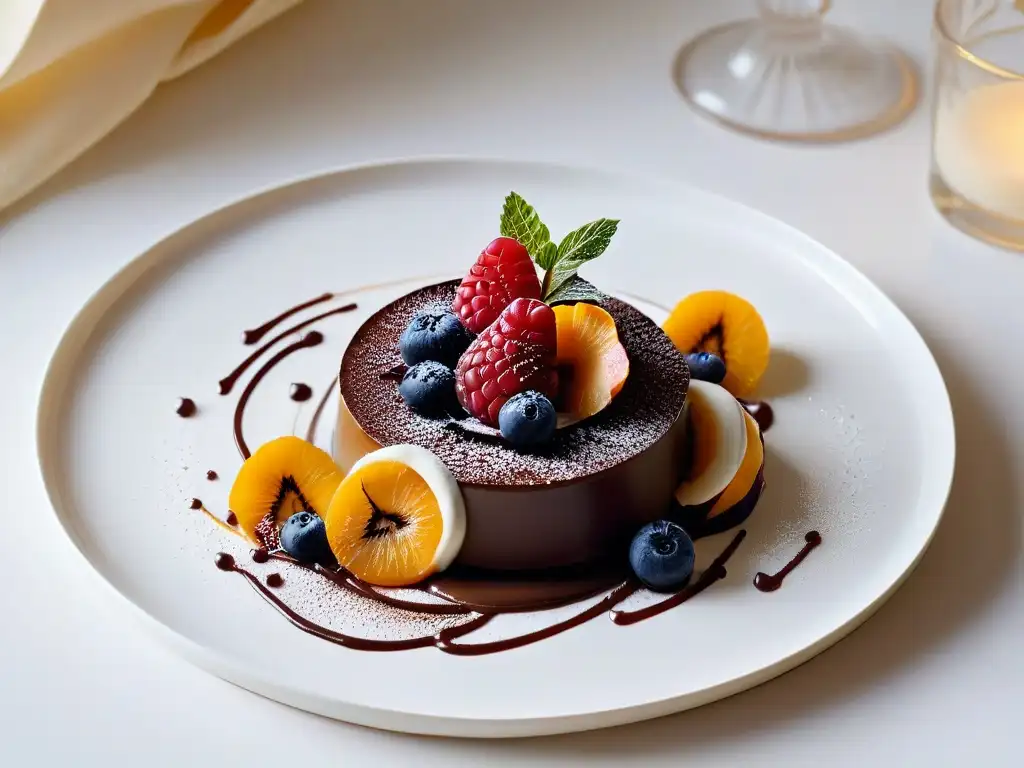 Detalle exquisito de postre en elegante presentación