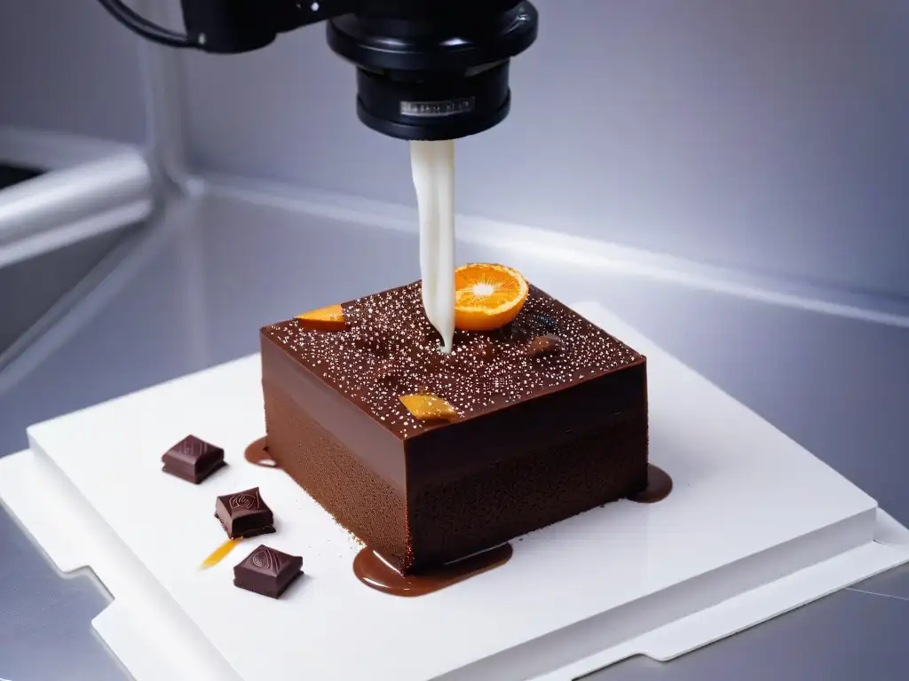 Detalle de impresión de chocolates artísticos en 3D, fusionando tecnología y arte culinario