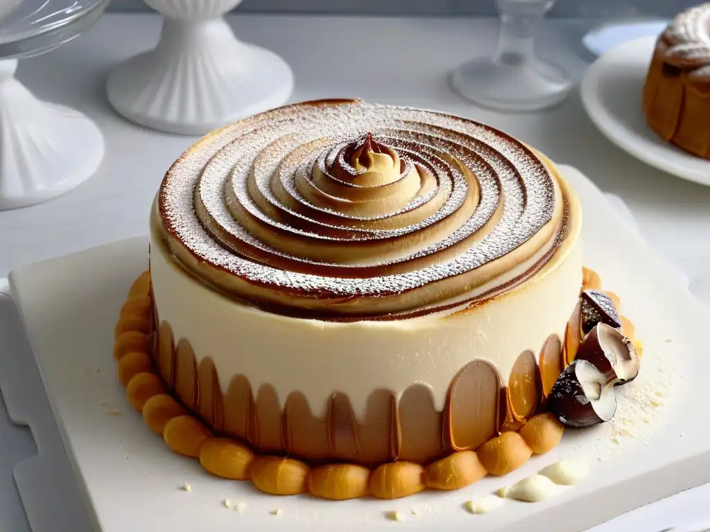 Detalle impresionante del Mont Blanc con crema de castañas, preparar postre Mont Blanc personalizado