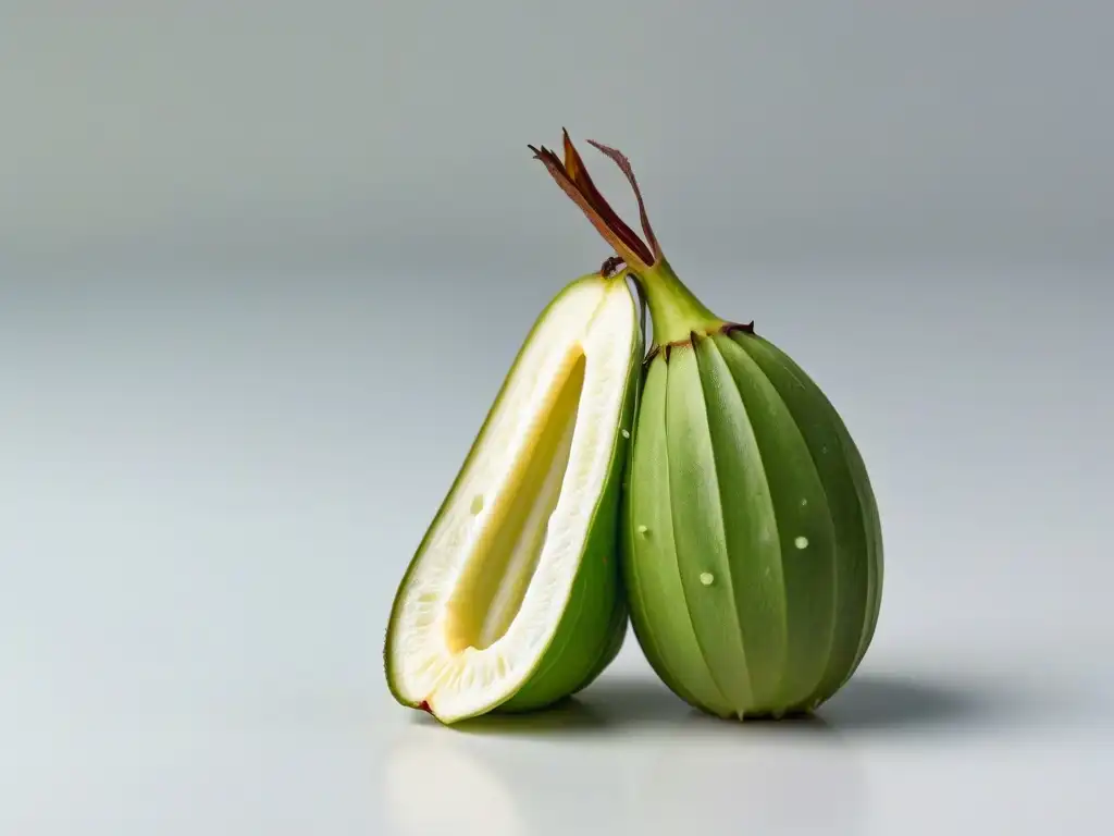 Detalle impresionante de una vaina de vainilla abierta, exponiendo sus semillas aromáticas